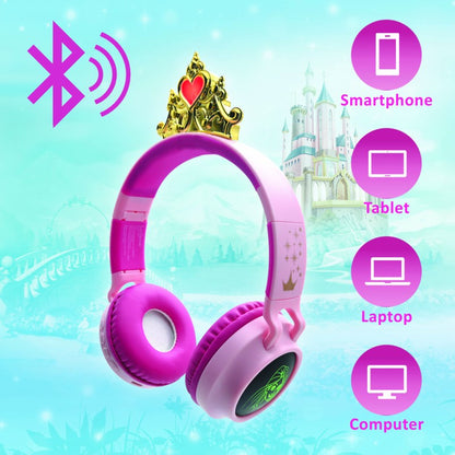 Lexibook 3D bezdrátová sluchátka Disney princezny se světelnými efekty a limitem hlasitosti