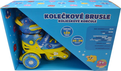 Dětské svítící kolečkové brusle - Modré (vel. 26-30)