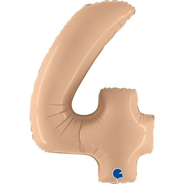 Balónek foliový číslo 4 Satenový nude 102 cm