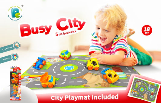 Kiddy Go! Autíčka sada 5ks s podložkou Město