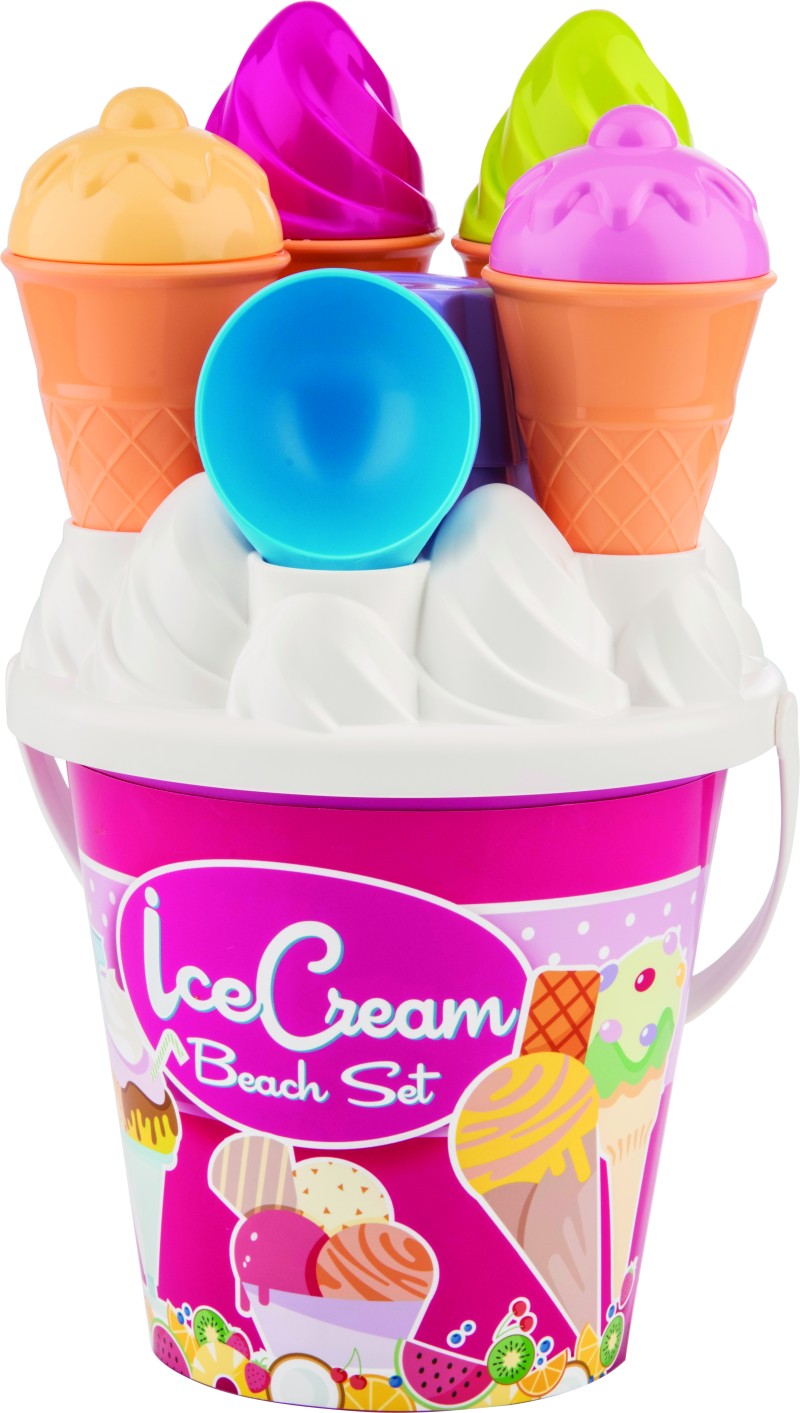 Sada na písek zmrzlina + cup cake modrý kyblík