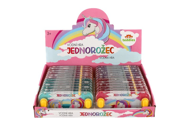 Vodní hra hlavolam jednorožec 4 druhy modrá