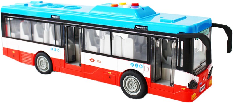 Městský autobus na setrvačník s osvětlením a zvukem - červený