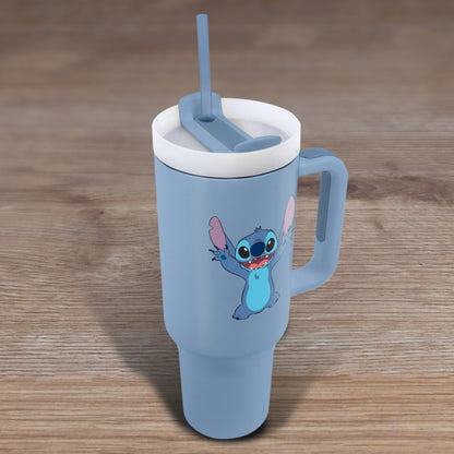Lilo a Stitch cestovní hrnek s brčkem modrý