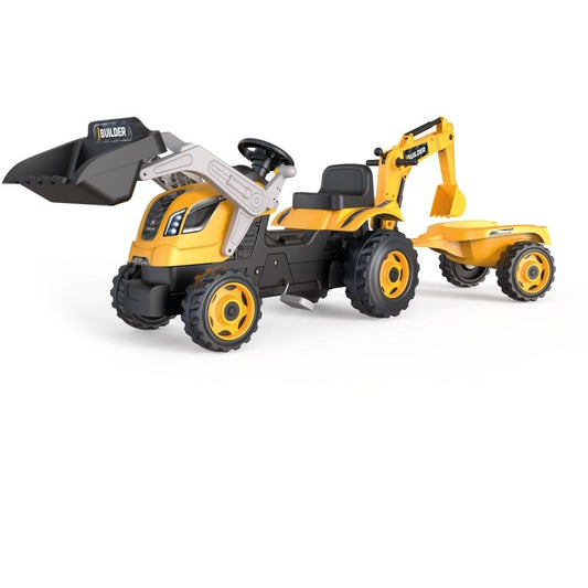 Smoby Šlapací traktor Builder Max s bagrem a vozíkem 710304