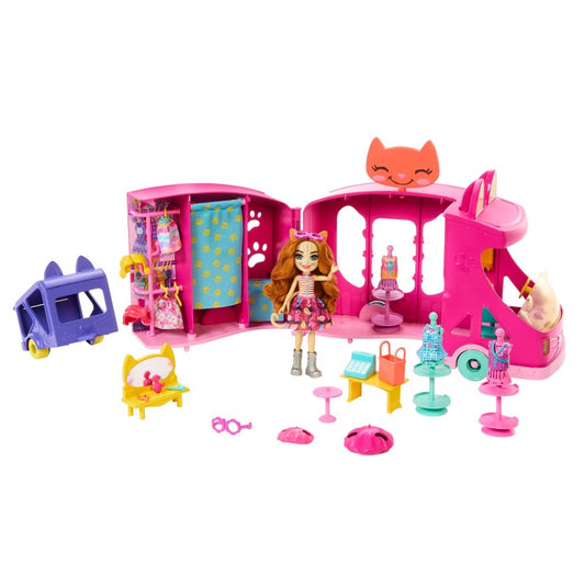 Enchantimals kočičí módní obchod na kolech herní set