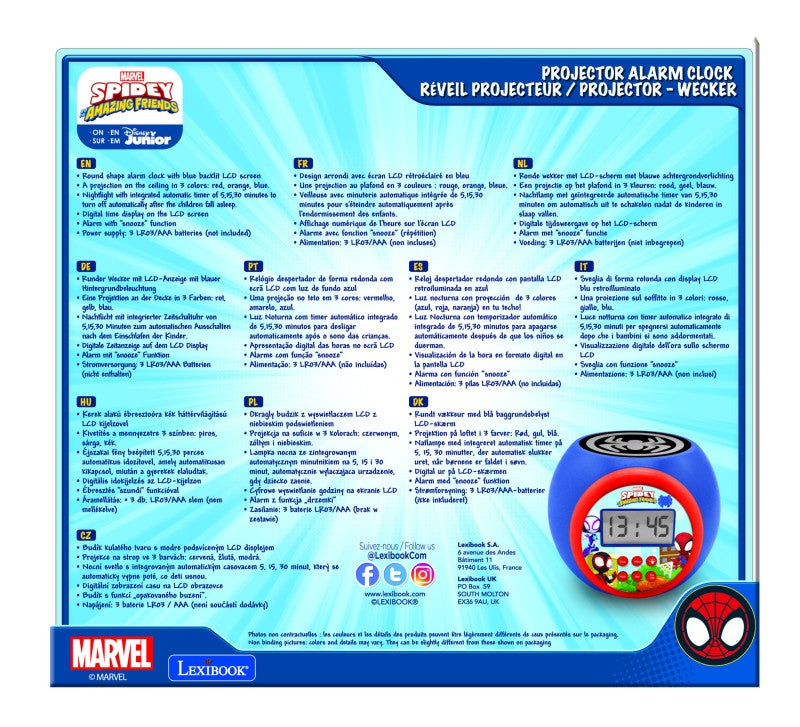Lexibook budík Spidey se stropním projektorem