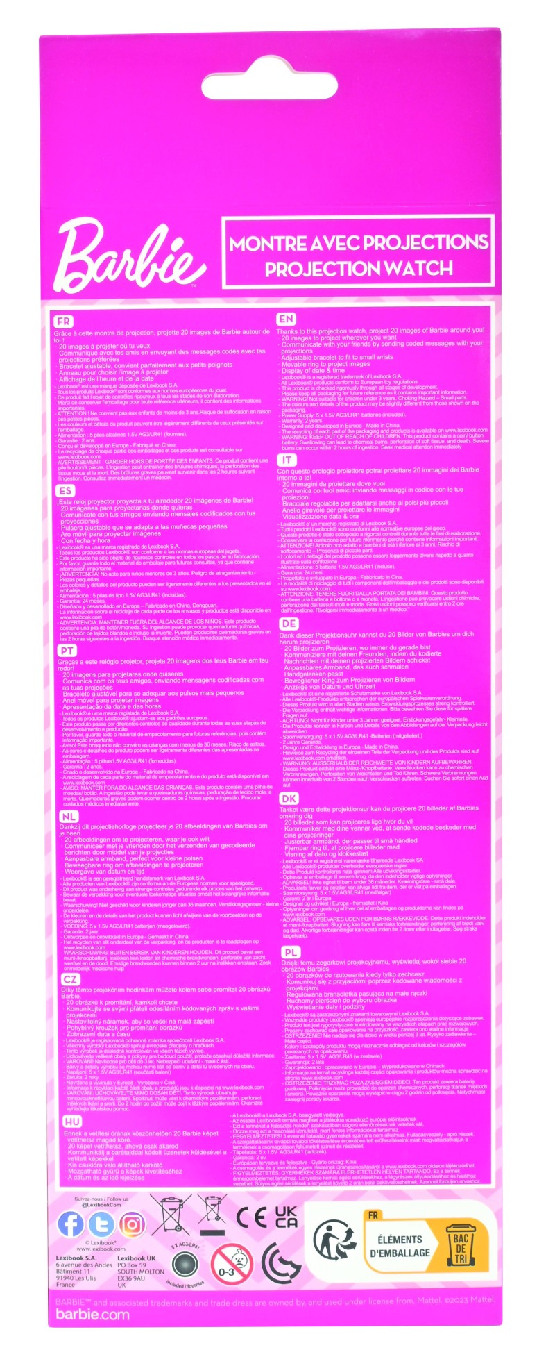 Lexibook digitální promítací hodinky Barbie s 20 obrázky