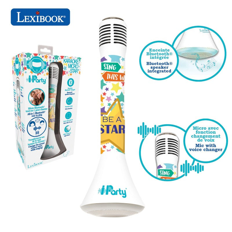 Lexibook bezdrátový karaoke mikrofon iParty s vestavěným reproduktorem a světelnými efekty