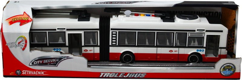 City Service Car - 1:16 Kloubový trolejbus - červený na setrvačník se zvuky
