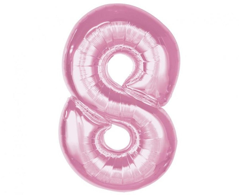 Balónek fóliový číslo 8 světle růžový 92 cm