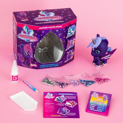 Figurka galaktického jednorožce Crystalverse  sv. fialová
