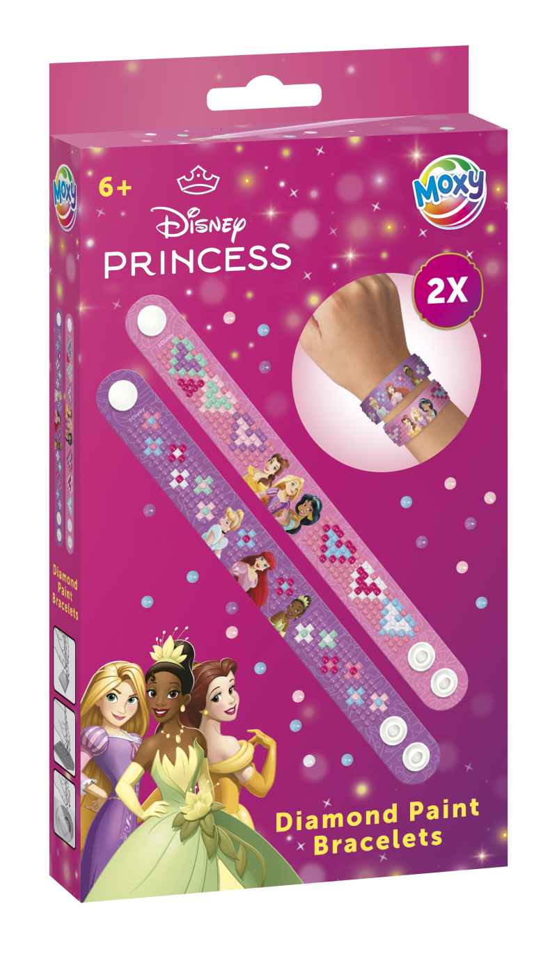 Diamantové malování Disney Princezny - výroba náramků 2 ks