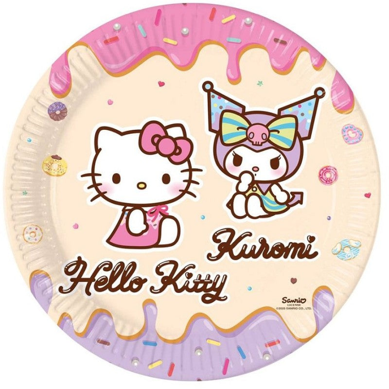Taliře papírové Hello Kitty & Kuromi 23 cm 8 ks