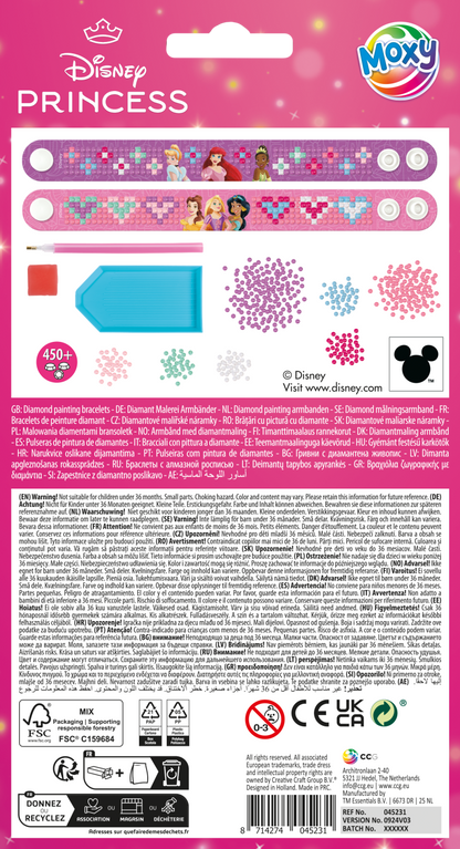 Diamantové malování Disney Princezny - výroba náramků 2 ks