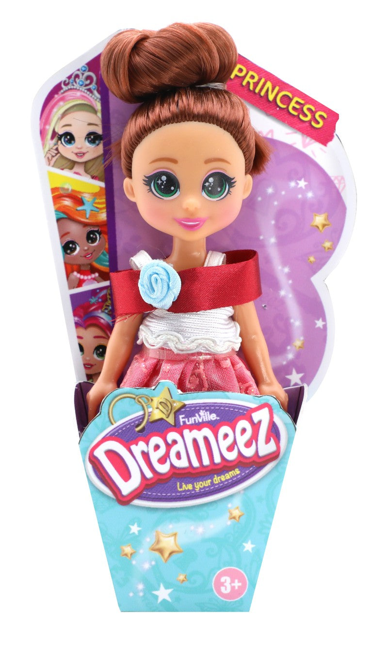 Dreameez mini princezna v kornoutku Blond vlasy a červené šaty