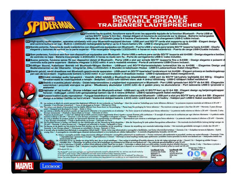 Lexibook reproduktor Spiderman s látkovým povrchem