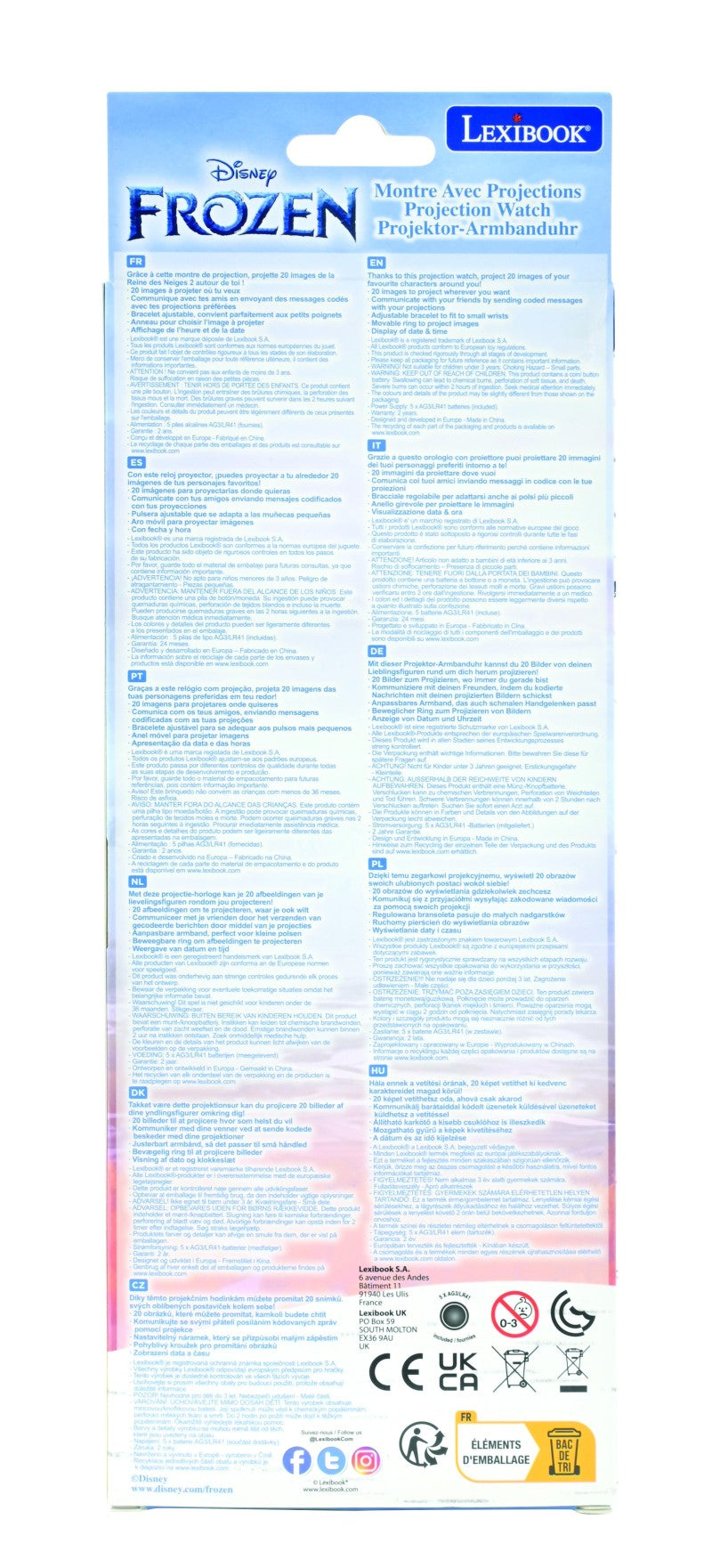 Lexibook digitální promítací hodinky Frozen s 20 obrázky
