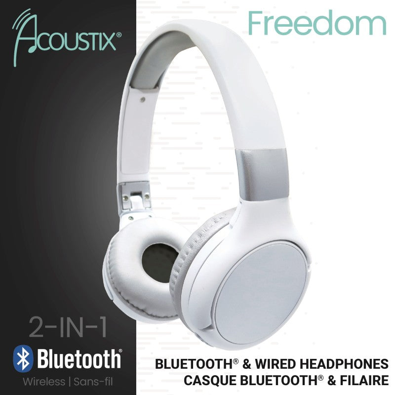 Lexibook 2v1 bluetooth skládací sluchátka bílá