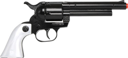 Kovbojský revolver kovový černý 12 ran stříbrná pažba