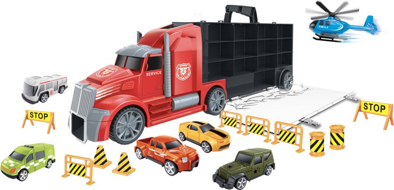 City Service Car - 1:16 Tahač s auty a vrtulníkem 55 cm