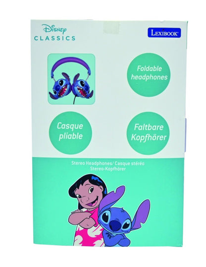 Lexibook skládací drátová sluchátka Stitch s limitem hlasitosti