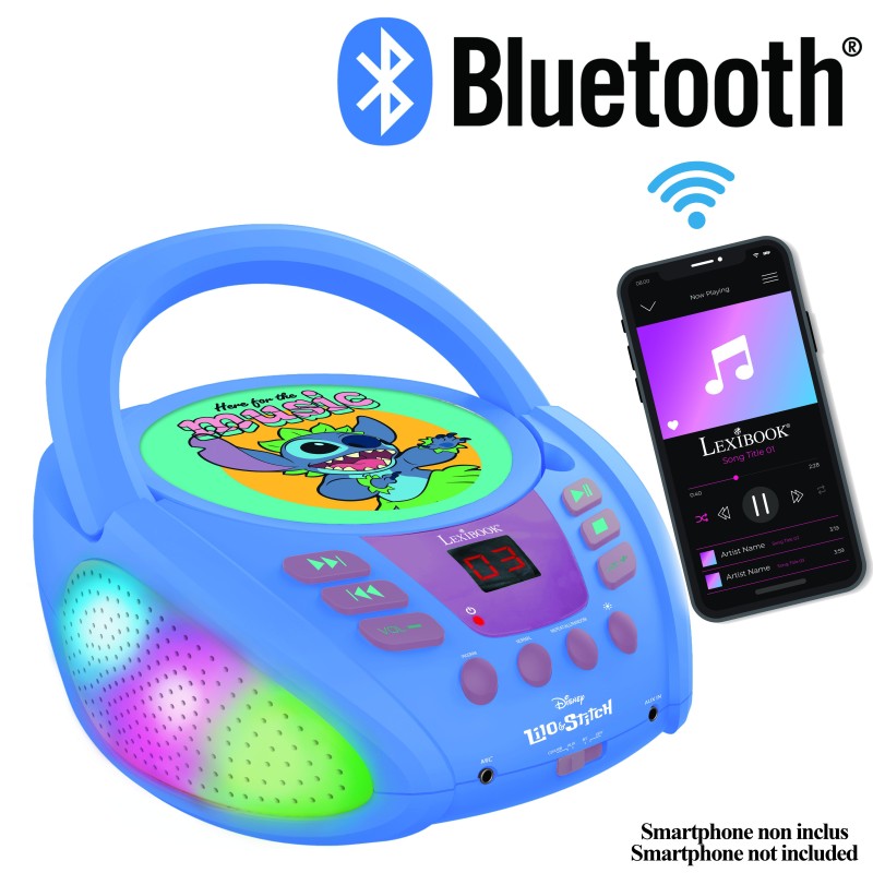 Lexibook CD přehrávač Stitch s bluetooth a světelnými efekty