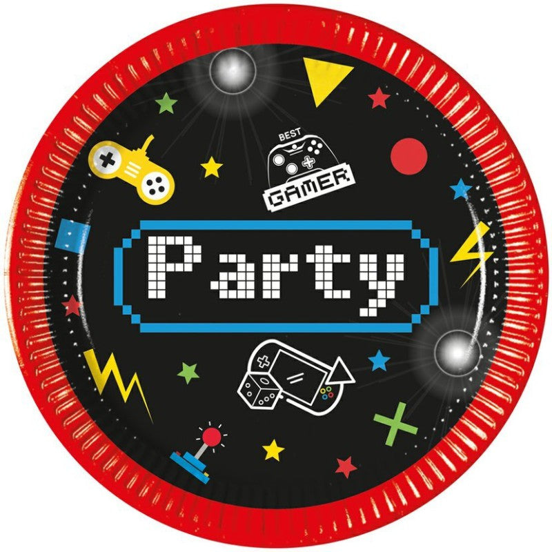 Talířky papírové Gaming Party 19,5 cm 8 ks