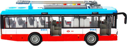 Městský trolejbus na setrvačník s osvětlením a zvukem - červený