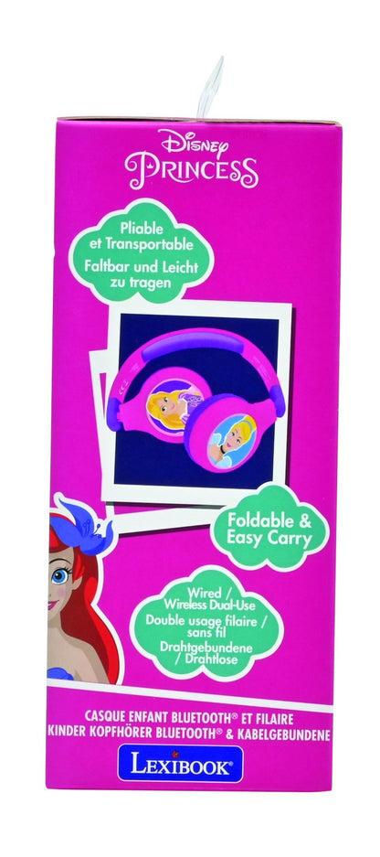 Lexibook 2v1 bluetooth skládací sluchátka Disney princezny s limitem hlasitosti