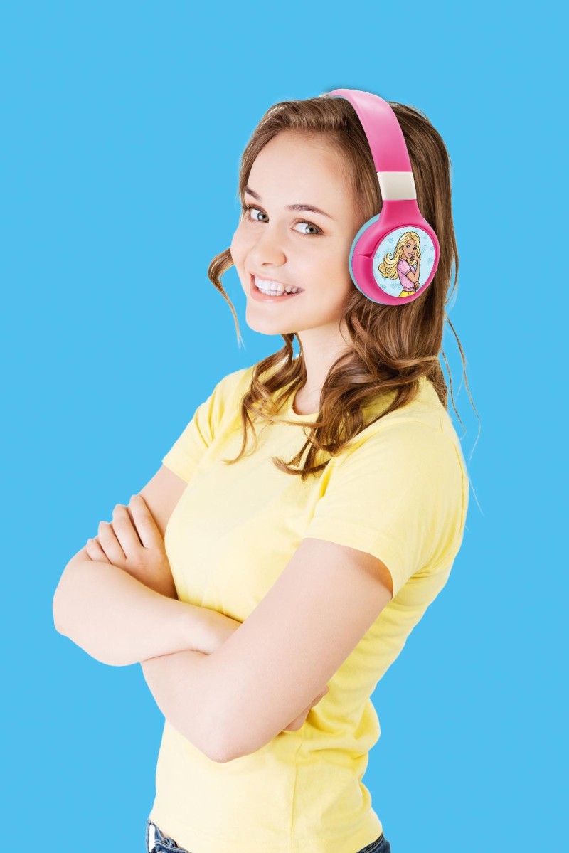 Lexibook 2v1 bluetooth skládací sluchátka Barbie s limitem hlasitosti
