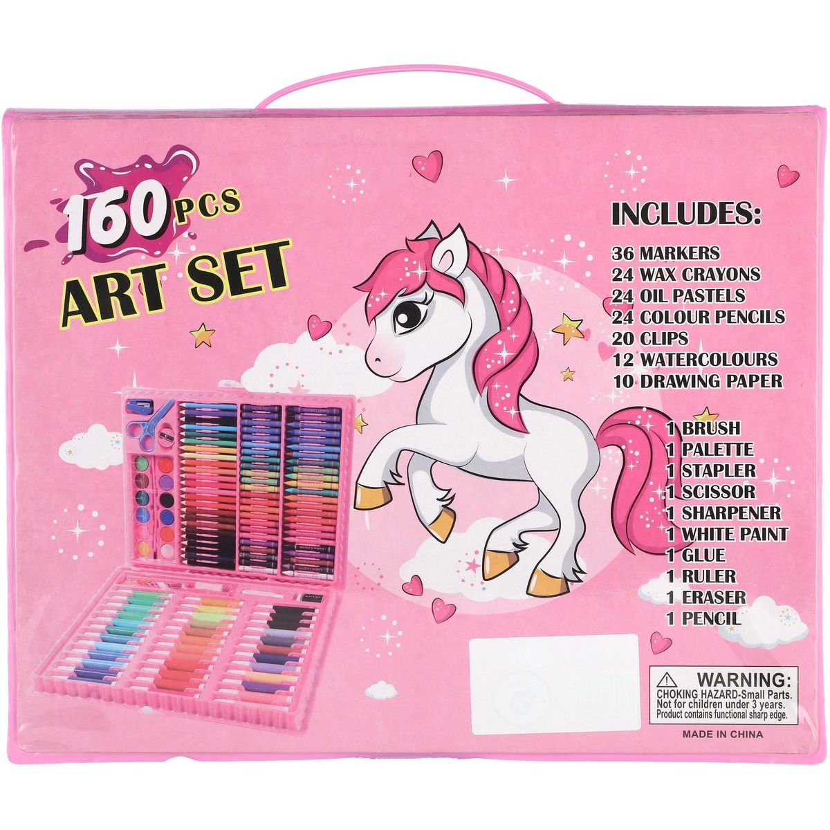Sada na malování - Art box kreativní sada s jednorožcem 160ks v plastovém kufříku 34x27x3,5cm