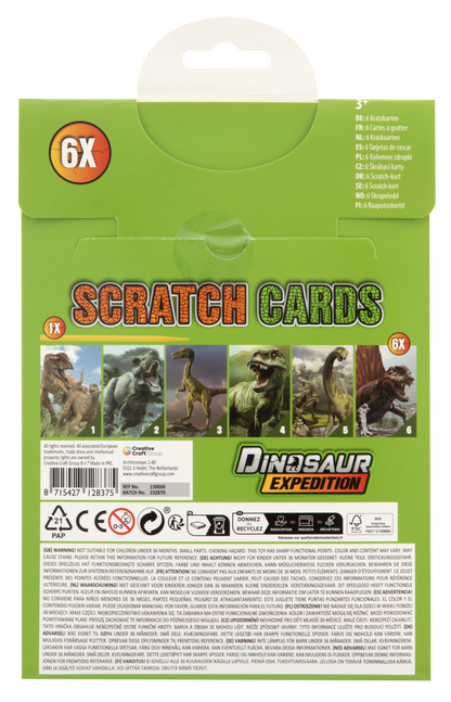 Vyškrabávací obrázky Dinosaurů  6 scratcg cards 21x14