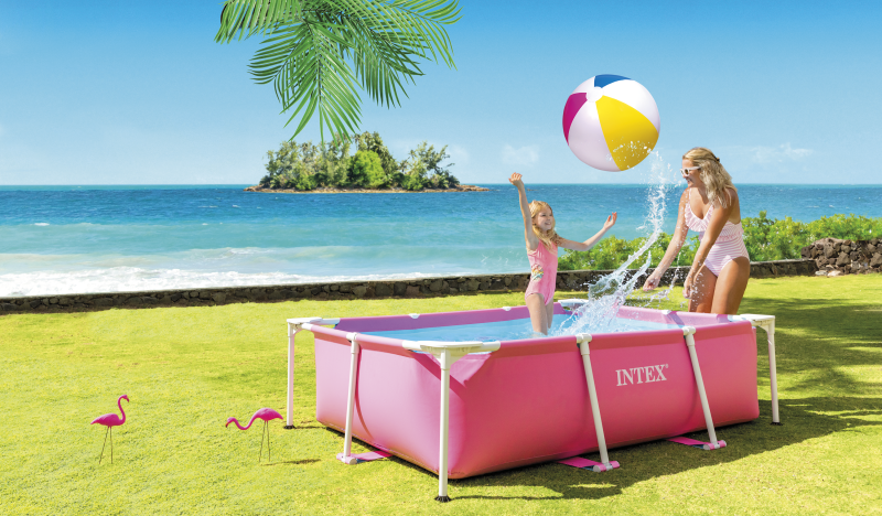Bazén Pink Rectangular Frame 220x150x60 cm
