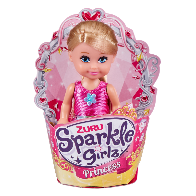 Princezna Sparkle Girlz malá v kornoutku růžovo-zelené šaty- hnědé vlasy