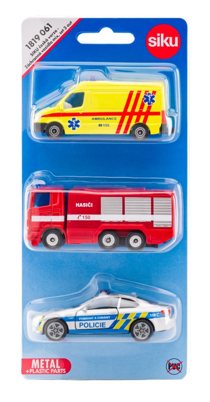 SIKU česká verze - set mix policie, hasiči, ambulance