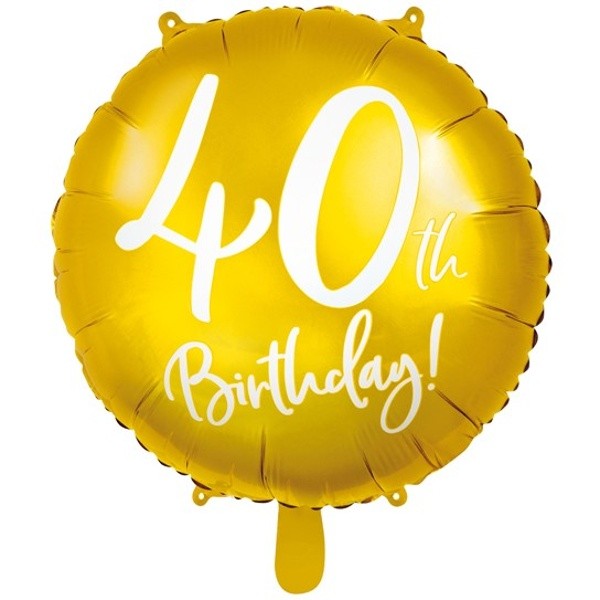 Balónek foliový 40. narozeniny kulatý zlatý