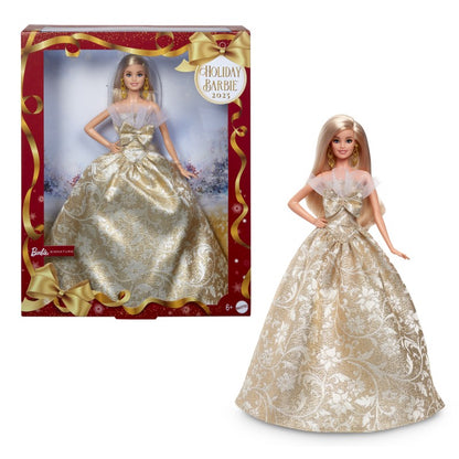 Barbie vánoční panenka blondýnka 2025
