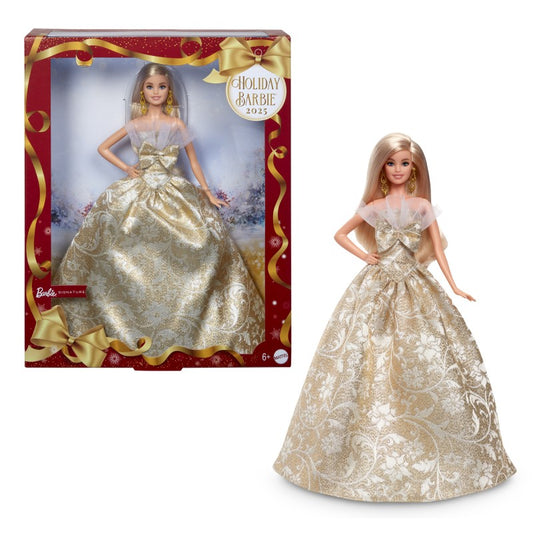 Barbie vánoční panenka blondýnka 2025
