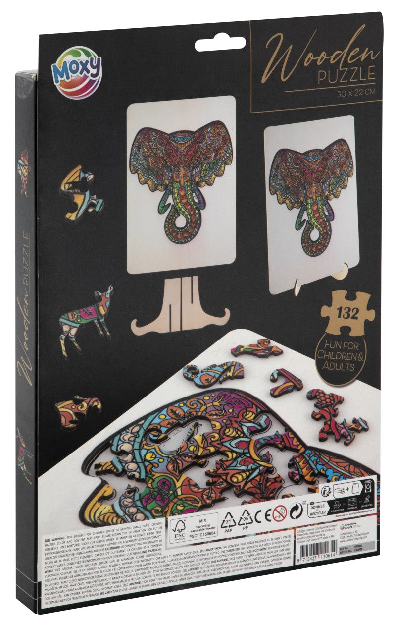 Dřevěné puzzle Slon 132 dílků