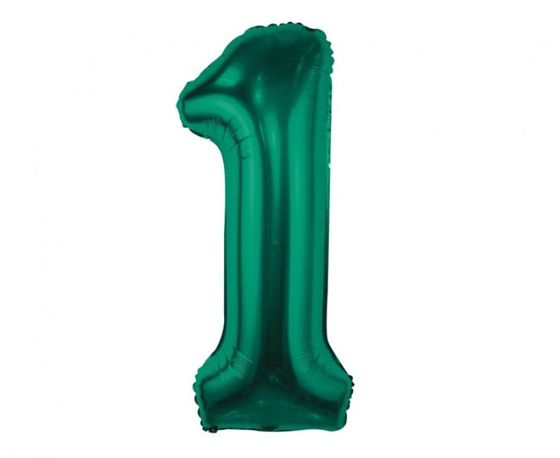 Balónek fóliový číslo 1 lahvově zelený 85 cm