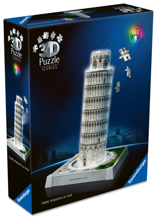 Puzzle 3D Iconics: Šikmá věž v Pise Noční edice