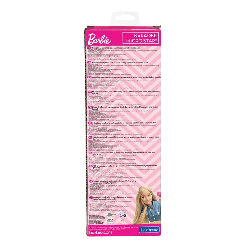 Lexibook bezdrátový karaoke mikrofon Barbie s držákem na telefon