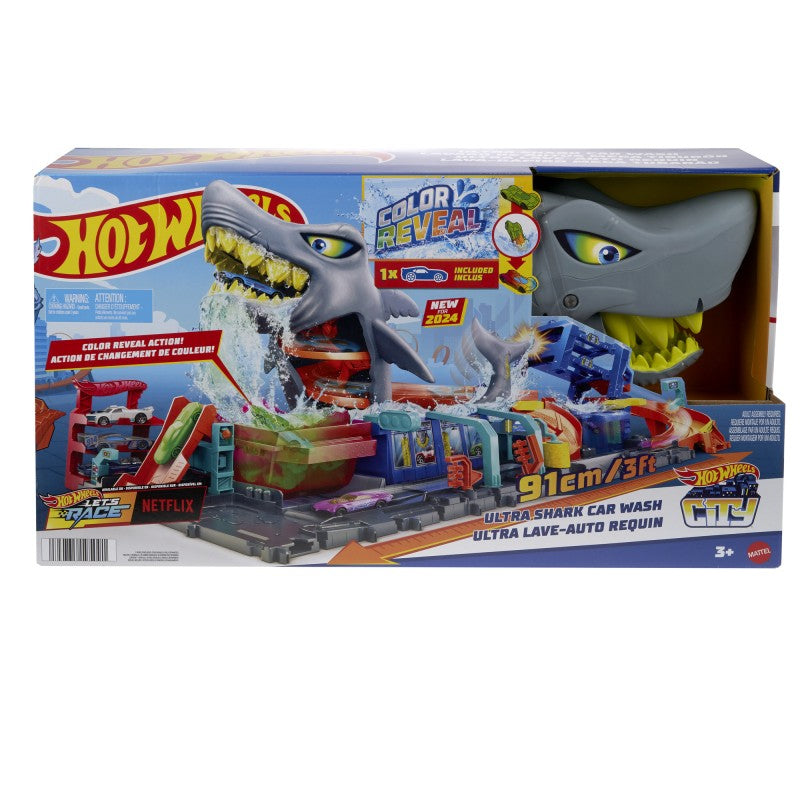 Hot Wheels city color reveal automyčka se žralokem