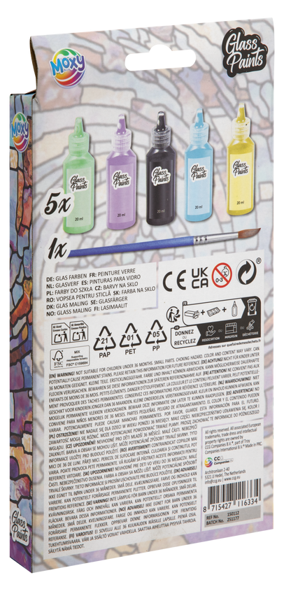 Barvy na sklo + štětec 5x20 ml
