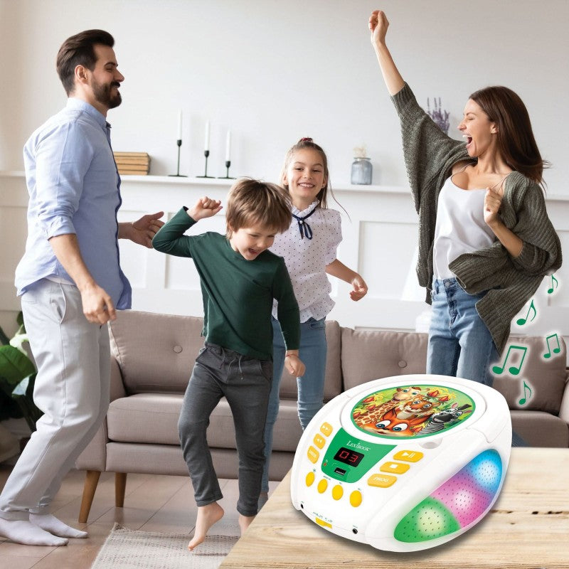 Lexibook CD přehrávač Zvířátka s bluetooth a světelnými efekty