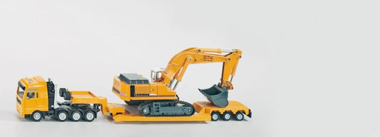 Velký transportér s návěsem a bagrem, měřítko 1:87