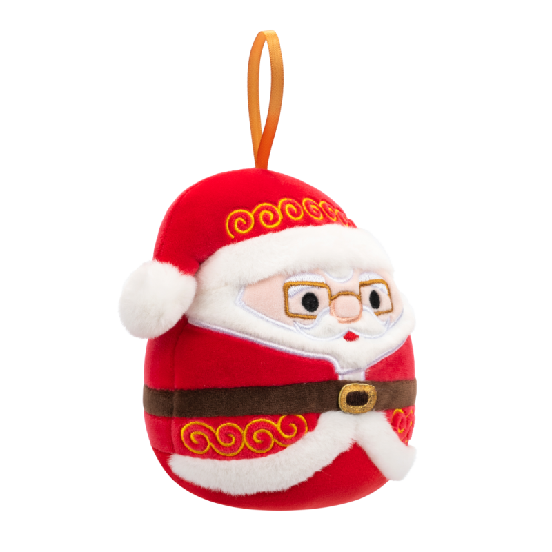 Plyšový mazlíček Squishmallows Vánoční ozdoba Santa s brýlemi - Nick, 10 cm