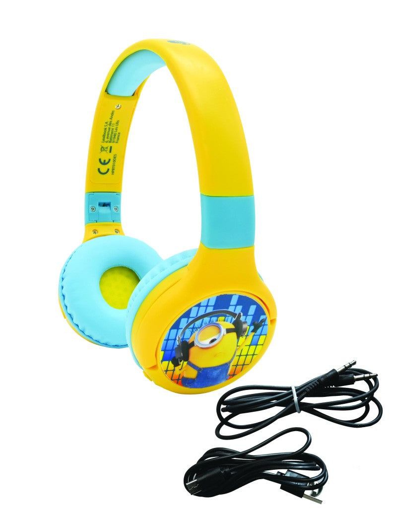Lexibook 2v1 bluetooth skládací sluchátka Mimoni s limitem hlasitosti