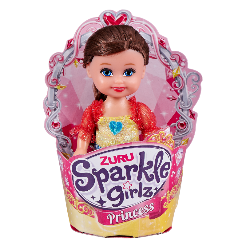 Princezna Sparkle Girlz malá v kornoutku růžovo-zelené šaty- hnědé vlasy